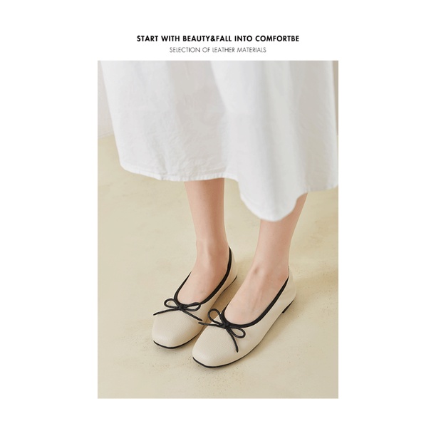 Giày BúP Bê MũI Vuông-AA0193 ĐíNh Nơ Xinh XắN
