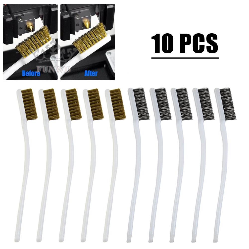 【FUNWD】White Plastic Handle Brass Wire-Stainless Steel Wire-Brushes Metal Rust Cleaning
