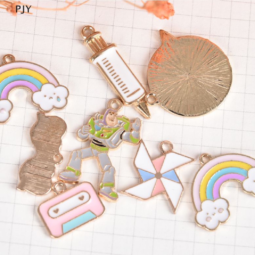 Set 10 Mặt Dây Chuyền Hình Cối Xay Gió Tráng Men Bằng Hợp Kim DIY PJ