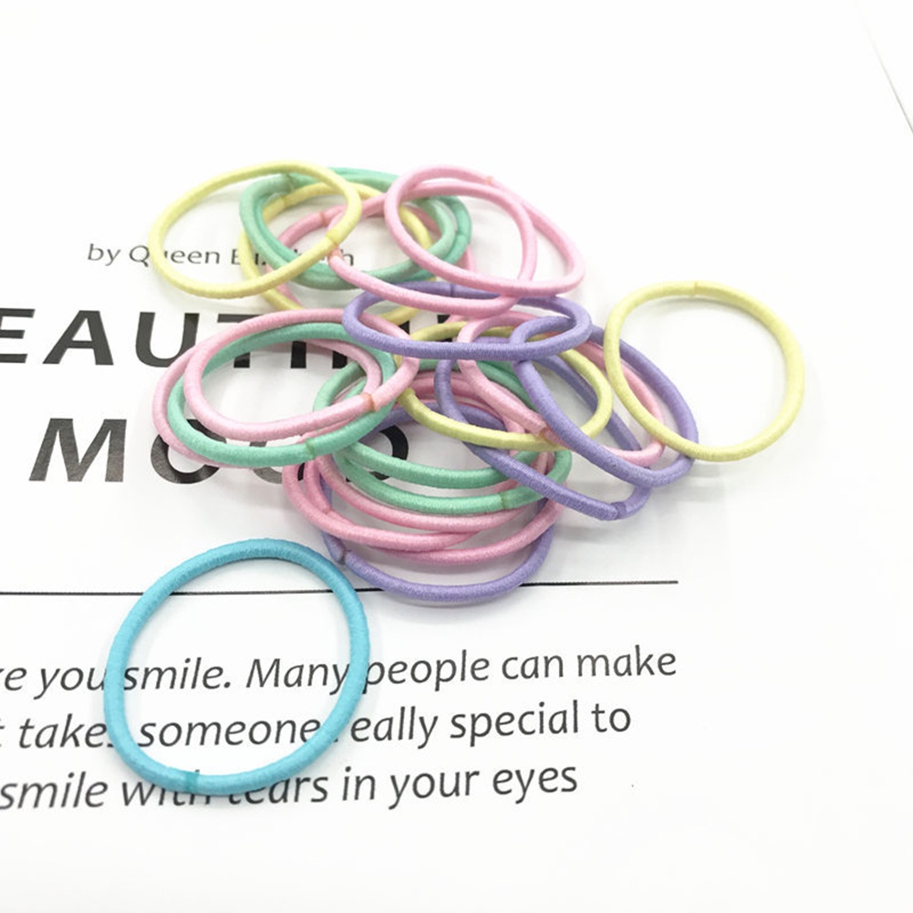 Set 100 Dây Cột Tóc Co Giãn Màu Sắc Trơn Dành Cho Trẻ Em (Fairy4]