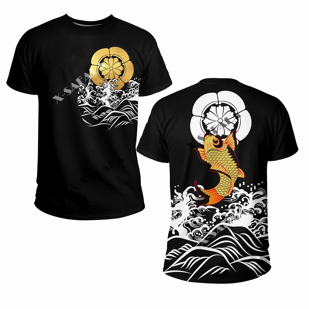 Áo Thun Cổ Tròn In Hình Đầu Rồng 3D Samurai Nhật Bản Chất Lượng Cao Cho Nam Nữ