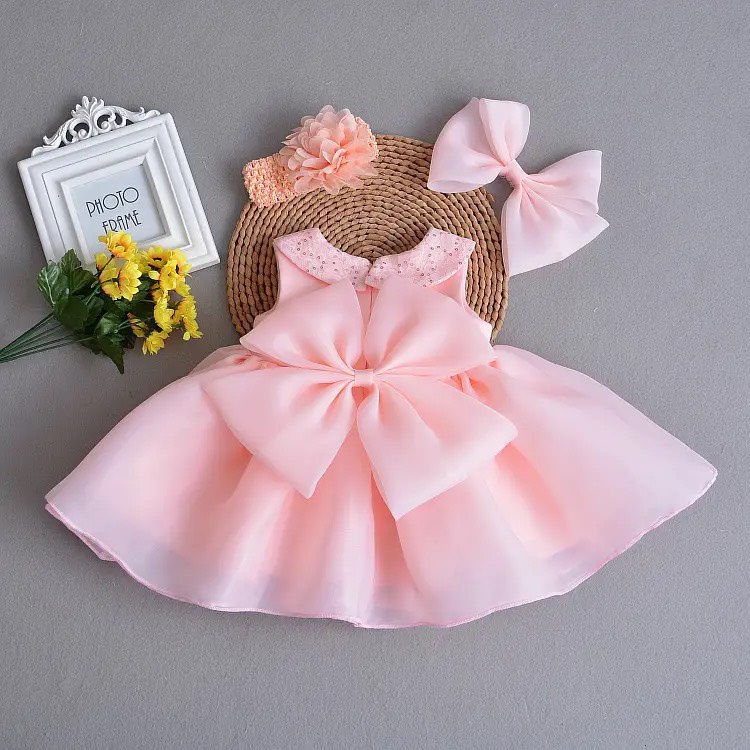 Váy công chúa bé gái hồng voan , váy trẻ em từ 4-33kg