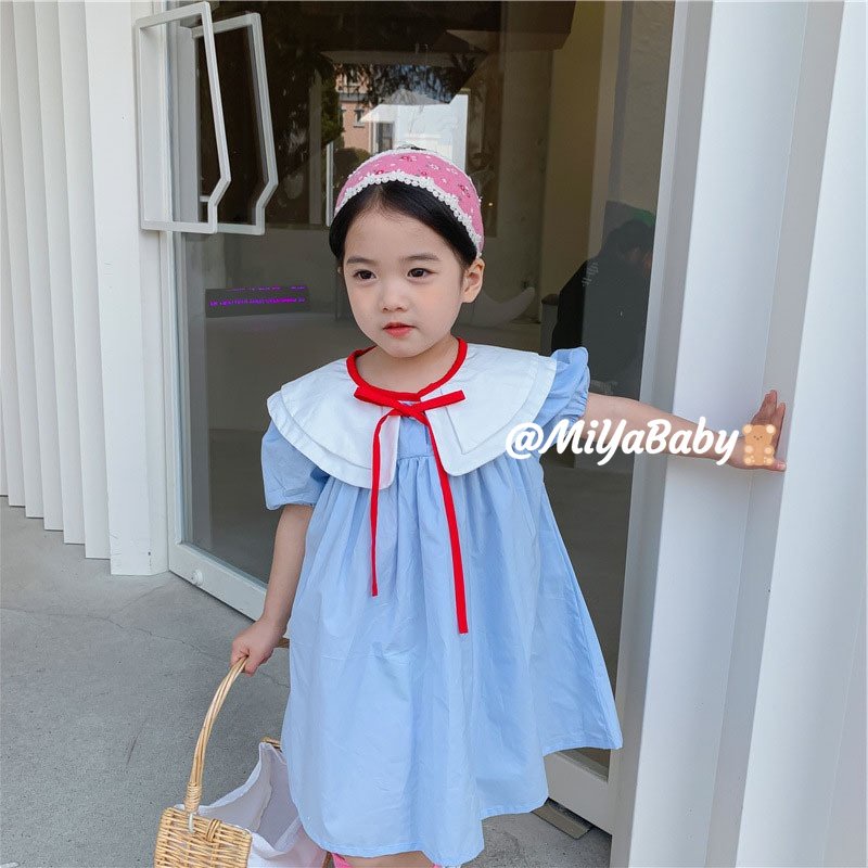 Miyababy Quần áo bé gái Đầm cổ búp bê cho bé gái hai màu