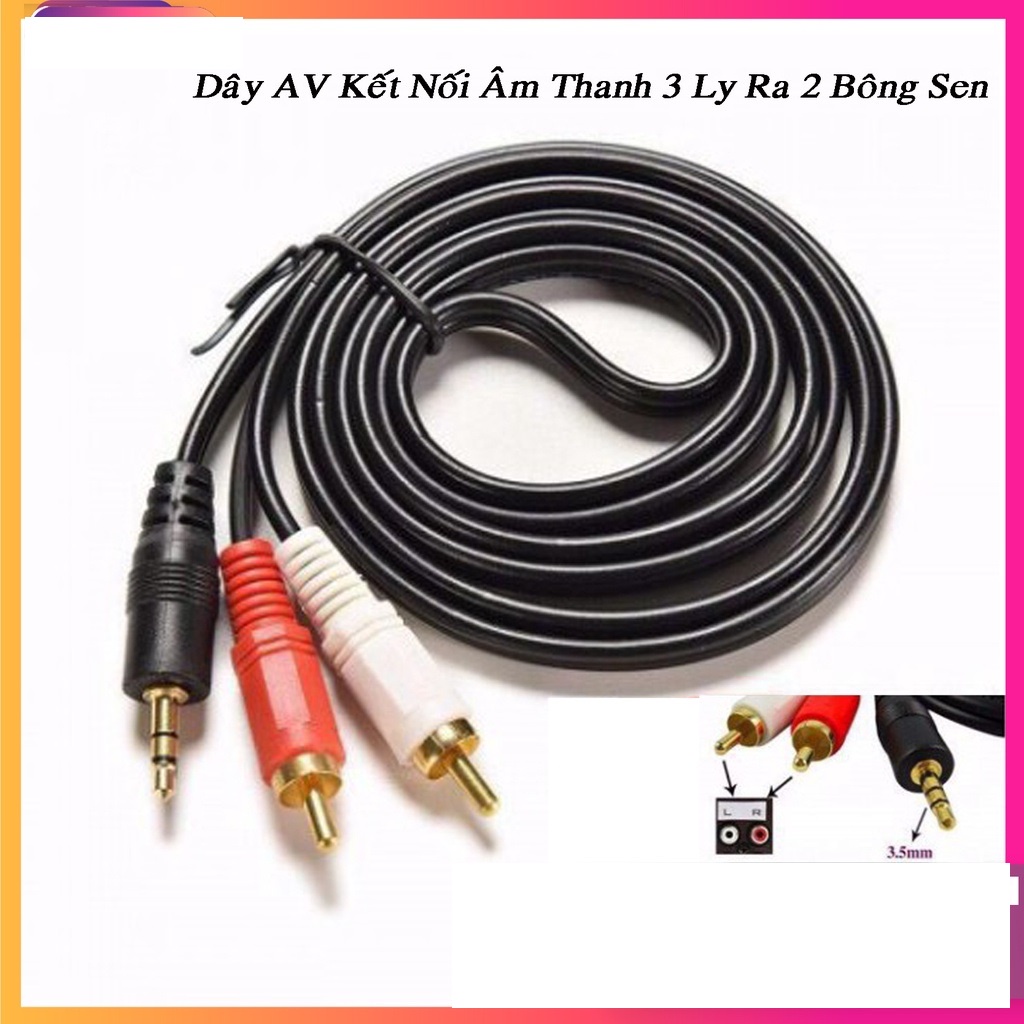 Dây AV Kết Nối Âm Thanh Điện Thoại, Máy Tính Bảng Với Âm Ly, Loa Máy tính PC Laptop dài 3 mét