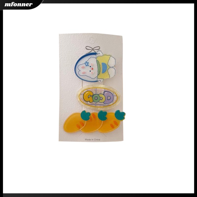 Set 3 Kẹp Tóc Nhựa Hoạt Hình Xinh Xắn Cho Bé Gái