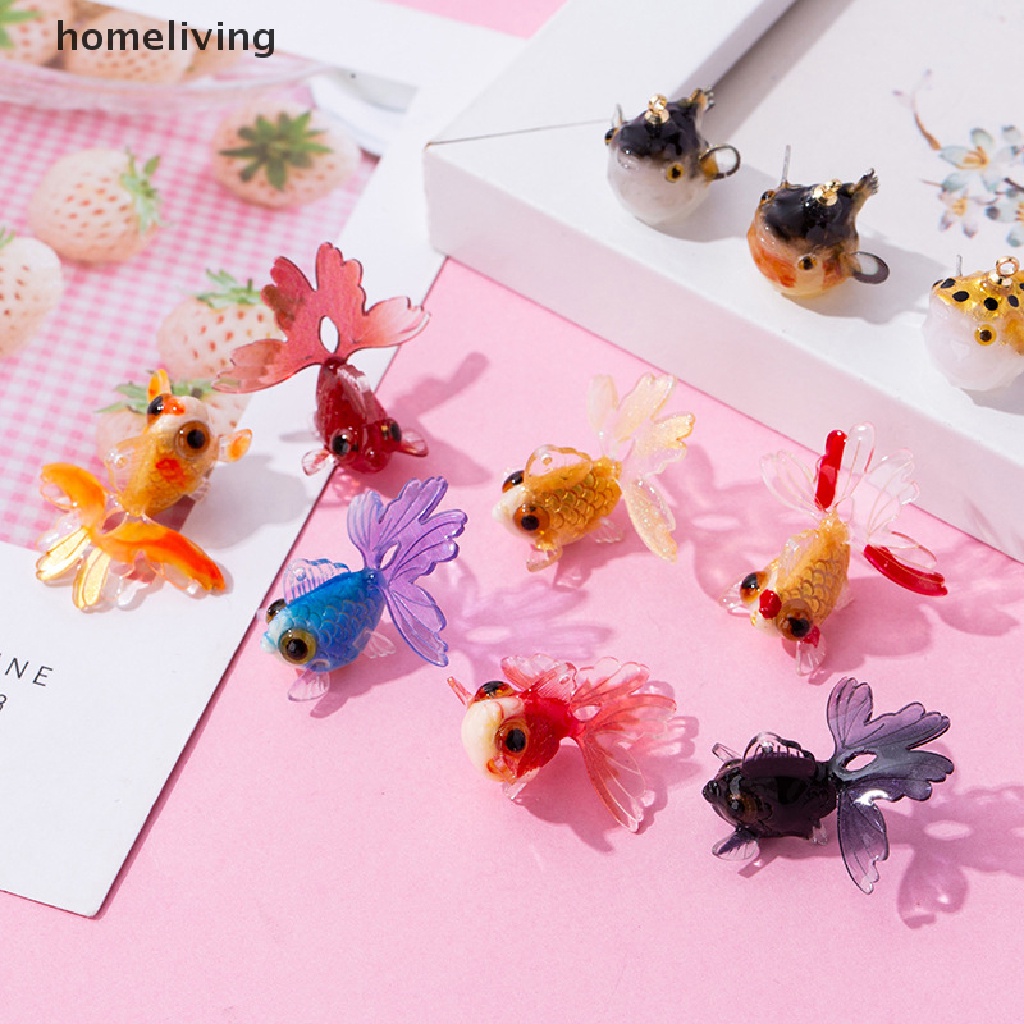 Mặt Vòng cổ / Móc Khóa Hình Cá Vàng Bằng Resin Dễ Thương DIY