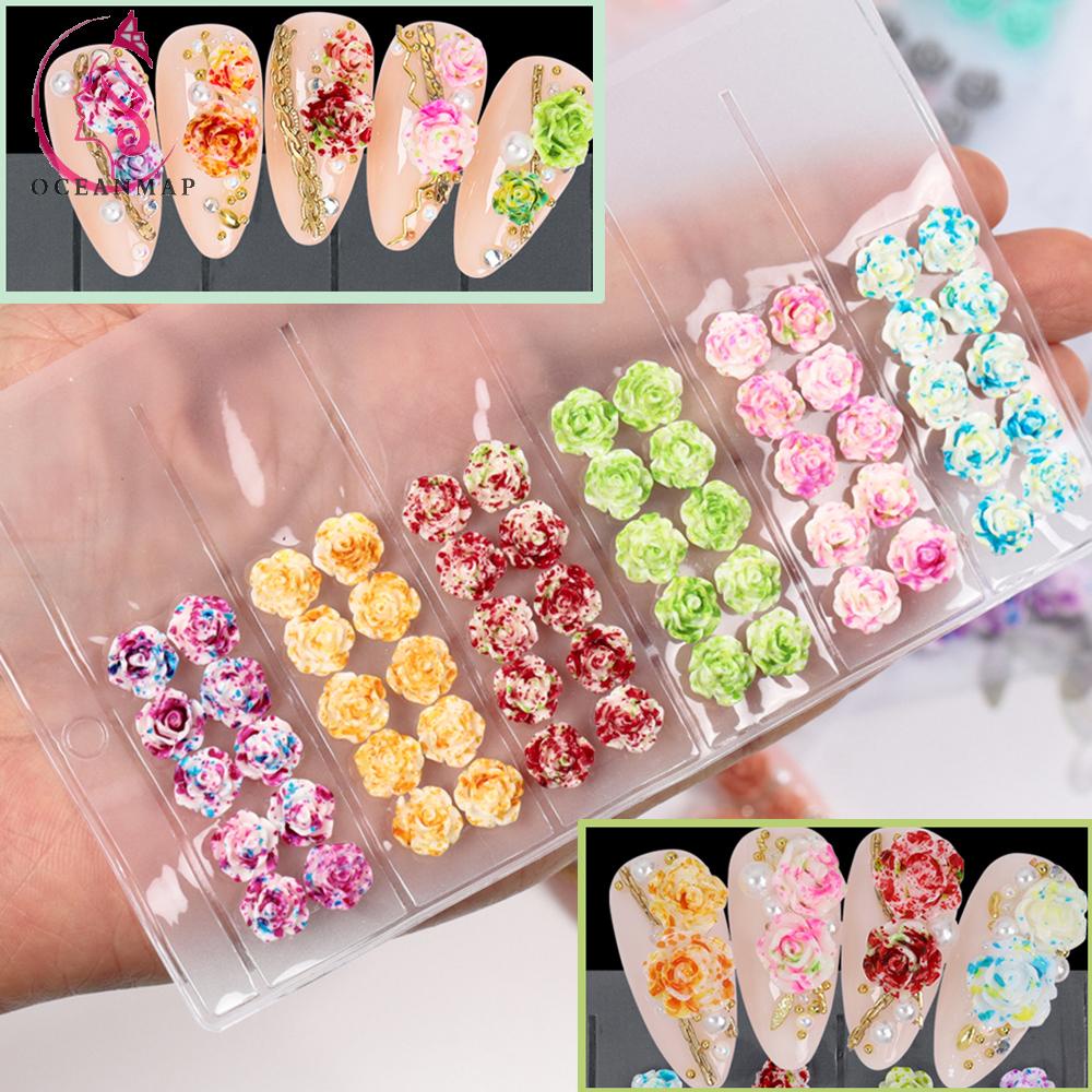 [Hàng mới về] Hoa hồng nhựa 3d nhiều màu sắc sáng tạo trang trí móng tay nghệ thuật