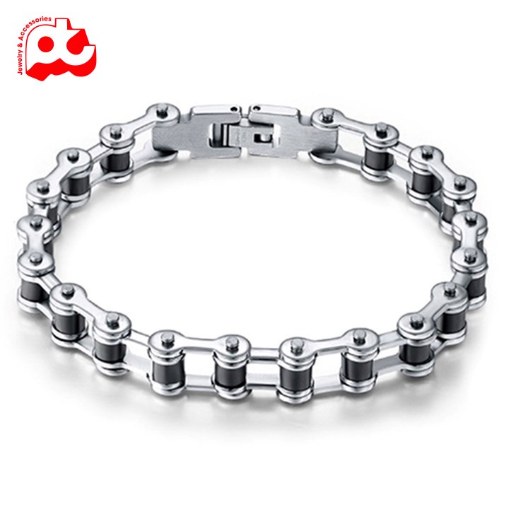 Lắc tay xích titan cao cấp đẹp sang trọng nam titan thép không gỉ kiểu dây xích xe ahihi.official màu trắng PTLTNA66