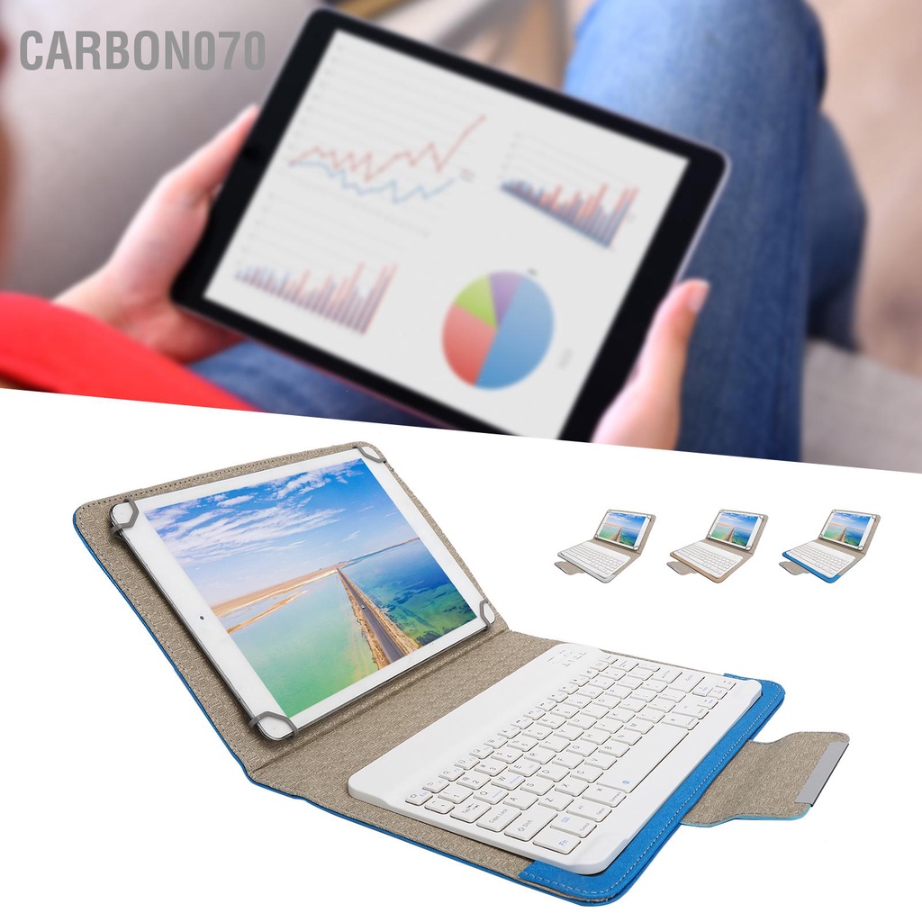 Carbon070 Bộ vỏ máy tính bảng với giá đỡ bảo vệ bàn phím Bluetooth màu trắng Đa năng cho 9 7‑10 1in