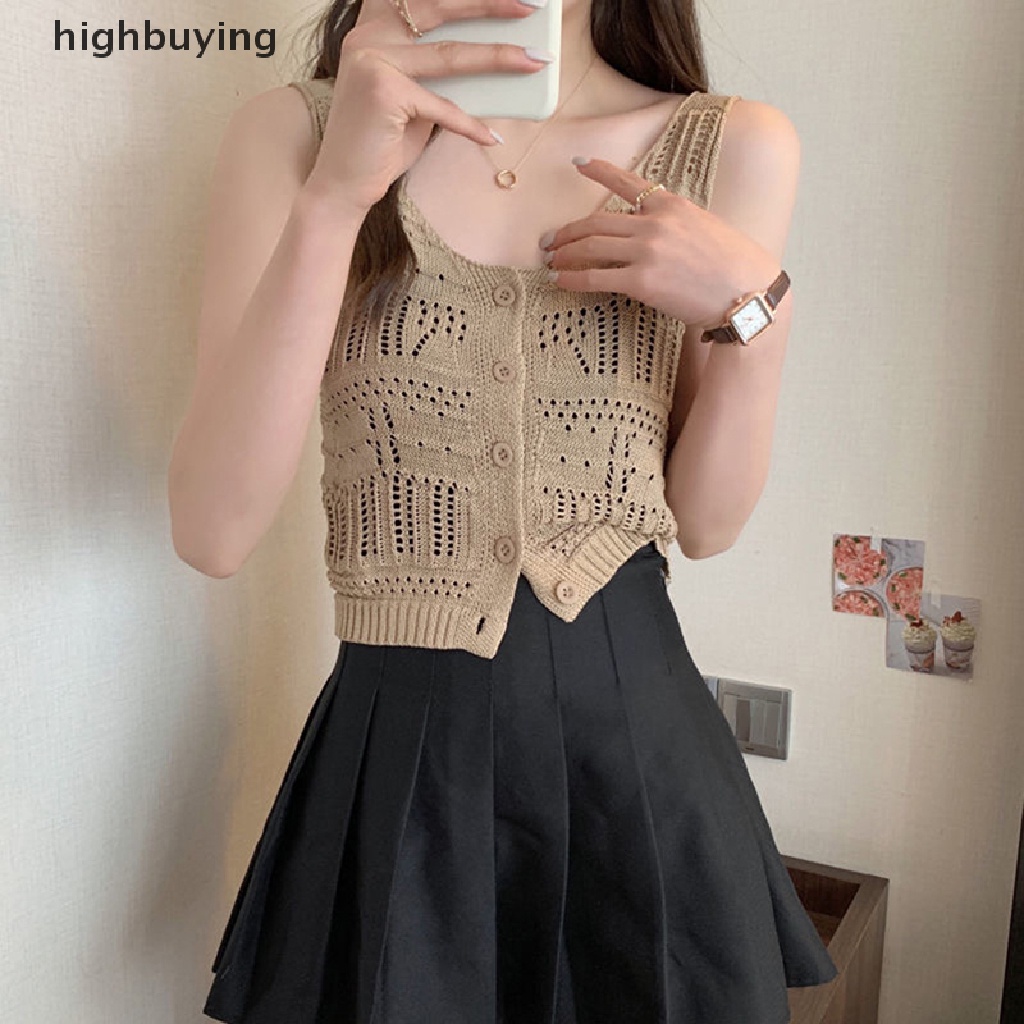 Áo Croptop Dệt Kim Không Tay Màu Sắc Thời Trang Mùa Hè Cho Nữ