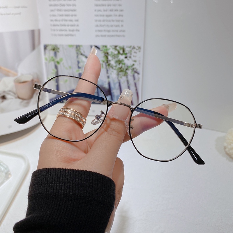 kính kim loại mắt kính thời trang nữ gọng kính kim loại gọng kính tròn