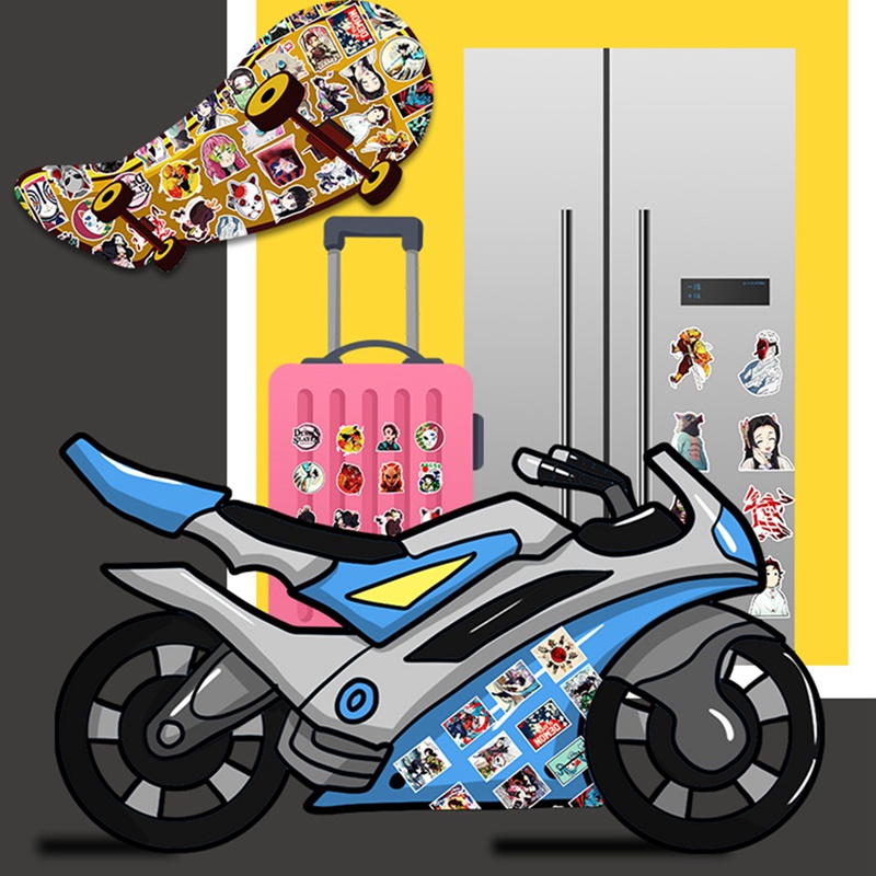 Bộ 50 Miếng Dán Chống Thấm Nước Hình Anime Demon Slayer Trang Trí Laptop / Điện Thoại / Ván Trượt / Guitar Margot3