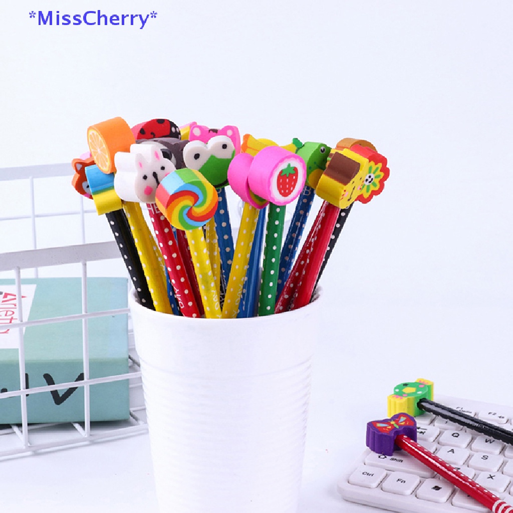 Set 10 Bút Chì 2 Trong 1 in Hình Động Vật Hoạt Hình Đáng Yêu Dành Cho Trẻ Em Mới