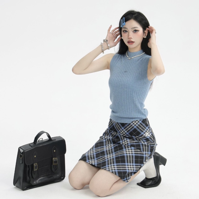 COZOK Áo Không Tay Cổ Cao Màu Sắc Đơn Giản Quyến Rũ Cho Nữ