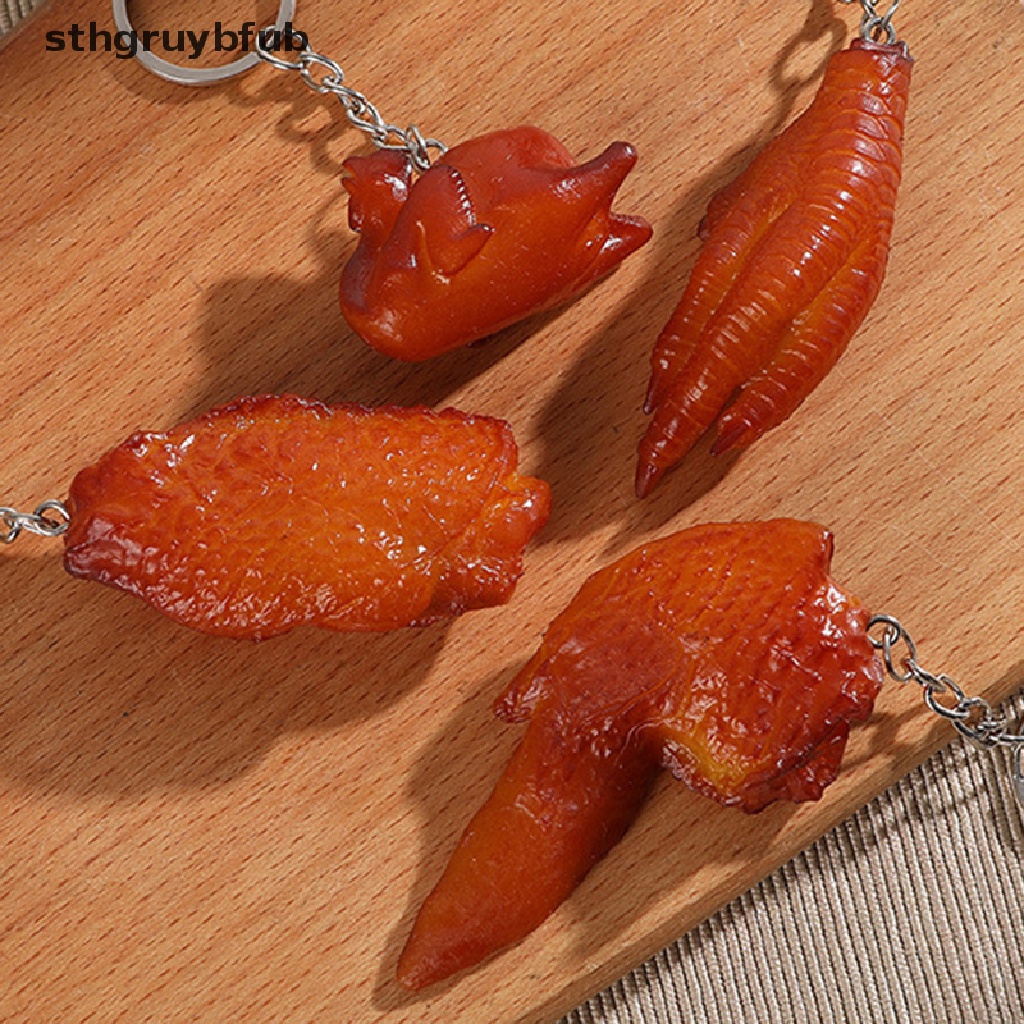 Sthb Móc Chìa Khóa PVC Hình Đồ Ăn / Cánh Gà / Heo Trotters Vui Nhộn Sáng Tạo Làm Quà Tặng