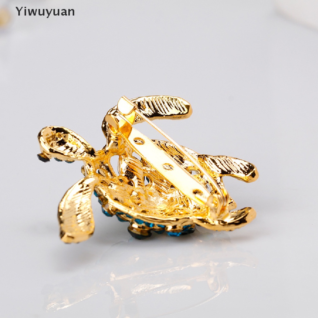 < Yiwuyuan > Ghim Cài Áo Hình Rùa Biển Đính Đá Xanh Lá Thanh Lịch Thời Trang Làm Quà Tặng Cho Nữ