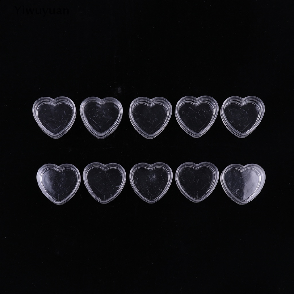 < Yiwuyuan > Set 10 Hũ Nhựa Rỗng Trong Suốt Đựng Kem Mini Hình Trái Tim