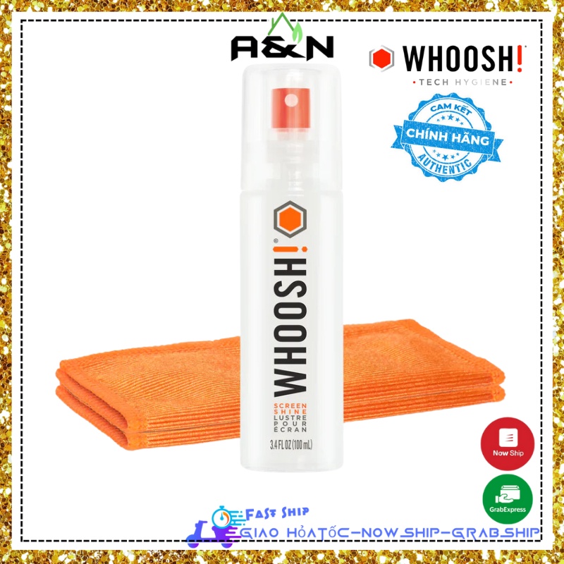 WHOOSH nước lau vệ sinh màn hình mắt kính cao cấp - 100ml + 1 khăn