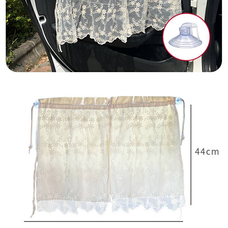 Embroidered Lace Auto Curtain Cherry Car Sunshade Universal Baby Window Side Window Sunshade Sun Protection Heat Insulation SQva