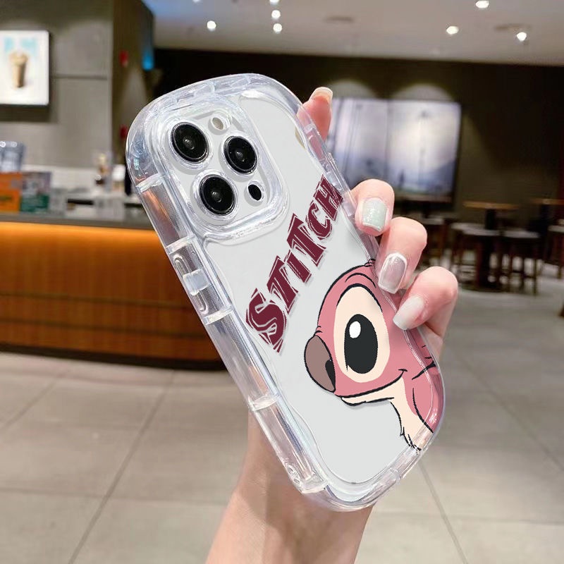 ✅Ốp Điện Thoại Mềm Trong Suốt Chống Sốc Hình Stitch Màu Hồng Cho Apple / xr 12xs 8p7iPhone14promax13 11 / 09EV