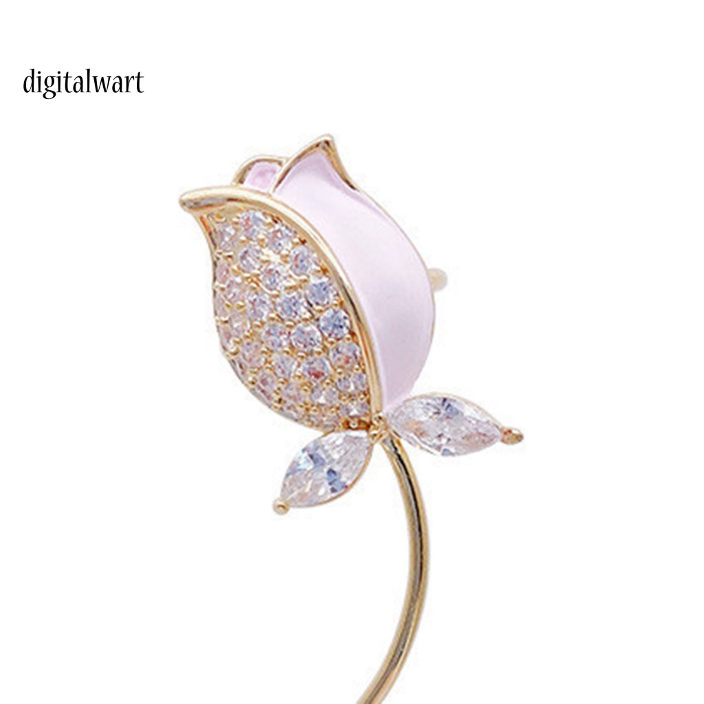 Kỹ Thuật Số| 1 Khuyên Kẹp Vành Tai Hình Hoa Tulip Đính Đá Phong Cách Retro