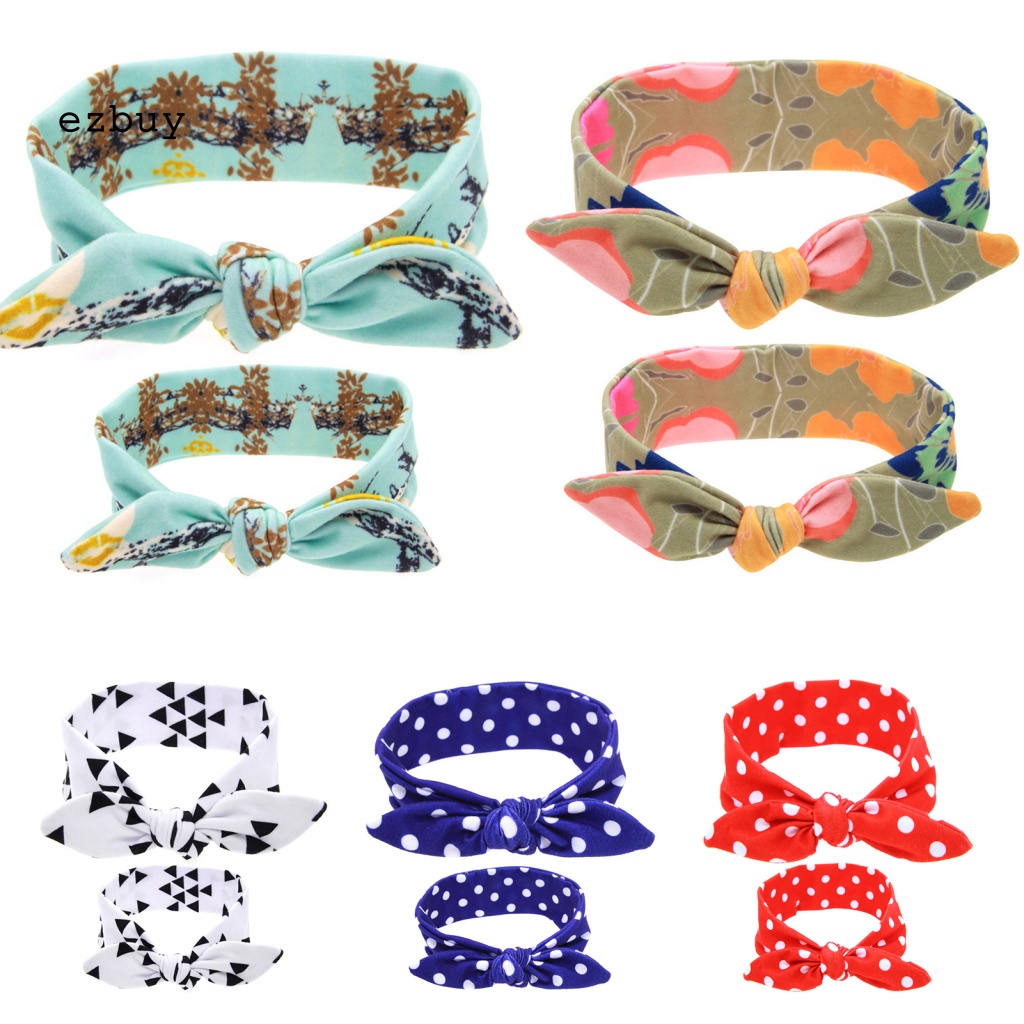 Set 2 Băng Đô Tai Thỏ Bằng Vải Mềm Tinh Tế Cho Mẹ Và Bé Chụp Ảnh