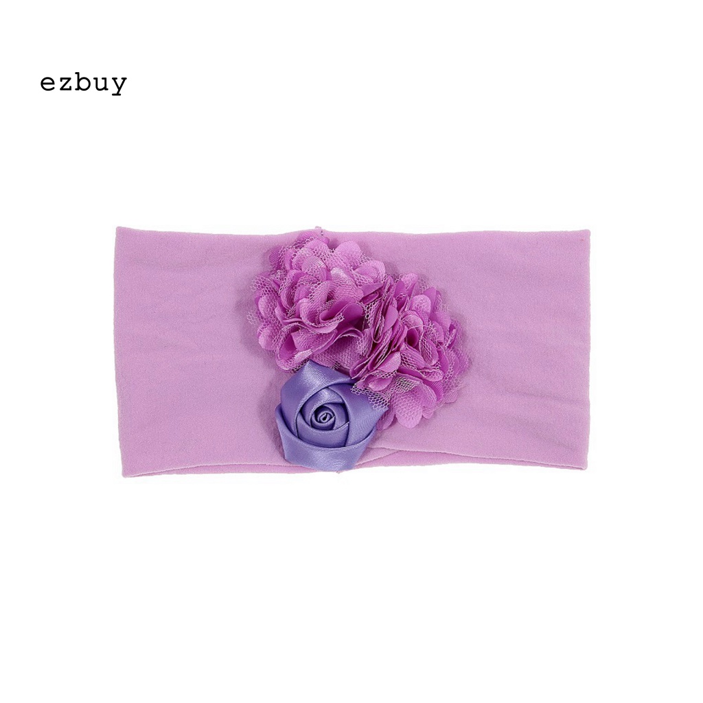 Băng Đô Hoa Hồng Vải Bản Rộng Co Giãn Trang Trí Dành Cho Bé Gái