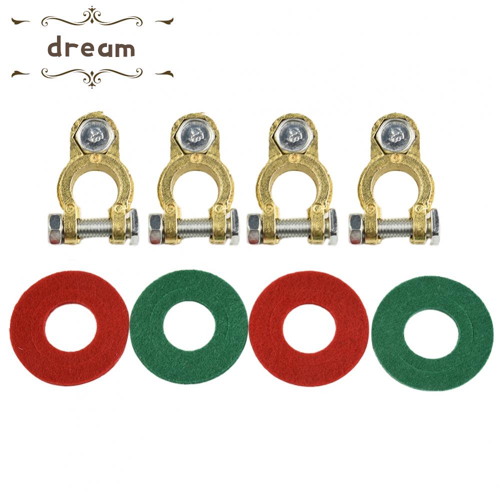 【DREAMLIFE】2 Pairs Of Battery Terminals 12/24 V Battery Poles, Brass Connectors With M8 Bo