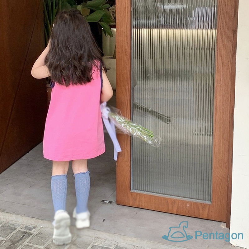 Đầm Thun Không Tay Cổ Tròn In Chữ Thời Trang Mùa Hè Dành Cho Bé Gái