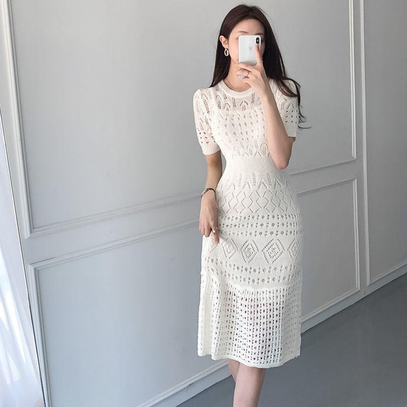 Đầm Dệt Kim Cổ Tròn Dáng Ôm Thời Trang Mùa Hè Tinh Tế Cho Nữ Mới