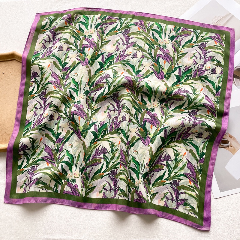 H Khăn Choàng Cổ Vuông Bằng Nhung Mỏng Phối Màu Tương Phản Thời Trang Mới Cho Nữ