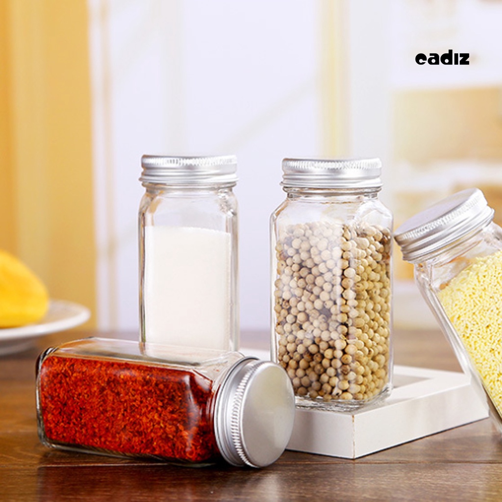 Bộ 5 Lọ Thủy Tinh Vuông Rỗng Chống Ẩm Mốc Đựng Gia Vị Tiết Kiệm Không Gian