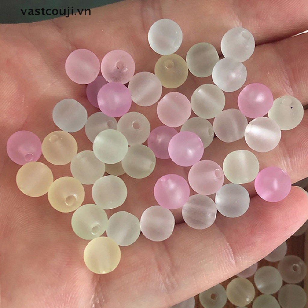 Set 100 Hạt Tròn Xỏ Lỗ 6mm Nhiều Màu Làm Trang Sức DIY
