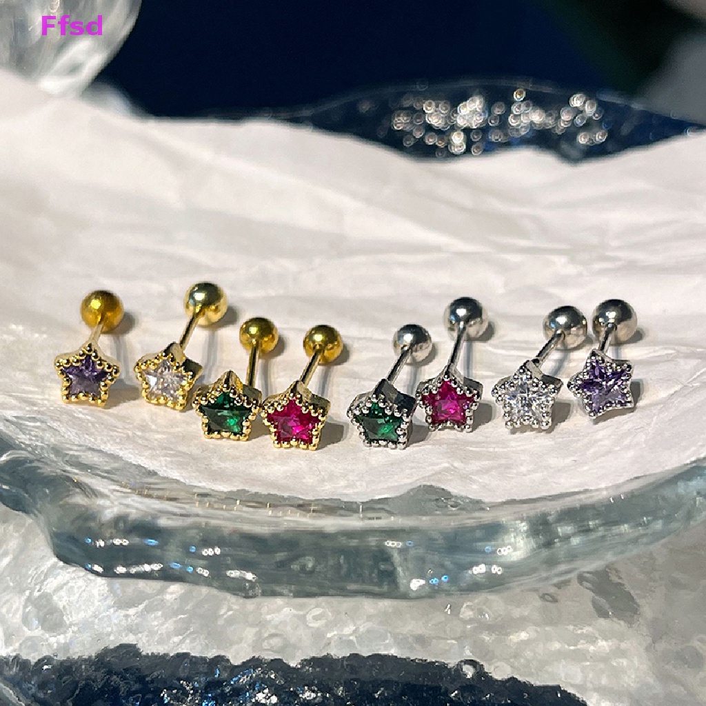 1 Đôi Khuyên Tai Đính Đá Zircon Hình Ngôi Sao Thời Trang Cho Nữ
