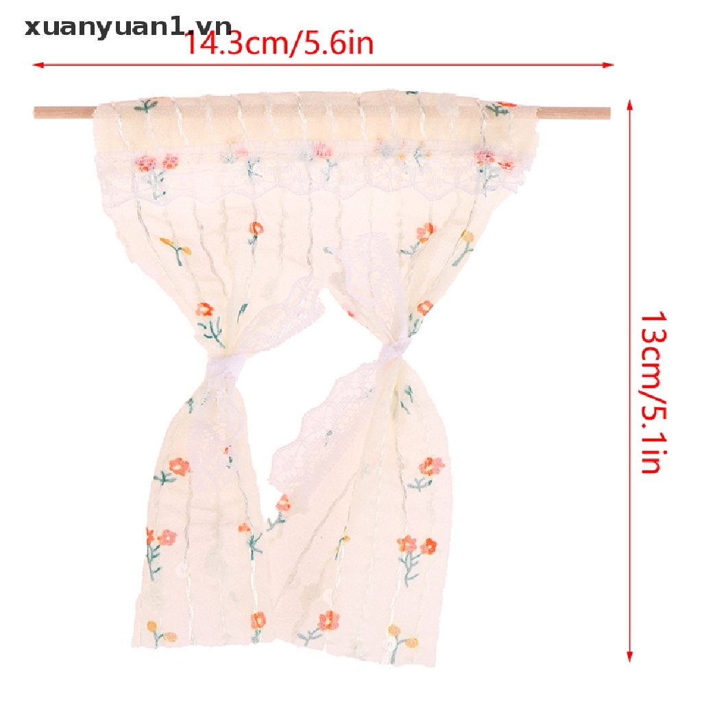 1 Rèm Cửa Ren Hoa Cúc Xinh Xắn Cho Nhà Búp Bê Tỉ Lệ 1: 12