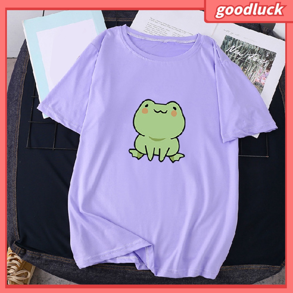 Áo Thun Tay Ngắn Chất Liệu Polyester In Họa Tiết Hoạt Hình Chú Ếch Dễ Thương Thời Trang Mùa Hè Cho Nữ