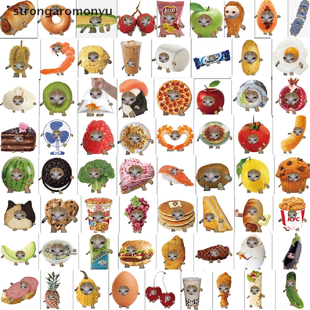 Bộ 69 Miếng Dán Hình Mèo Vui Nhộn Dùng Trang Trí Vali Laptop Ipad Điện Thoại