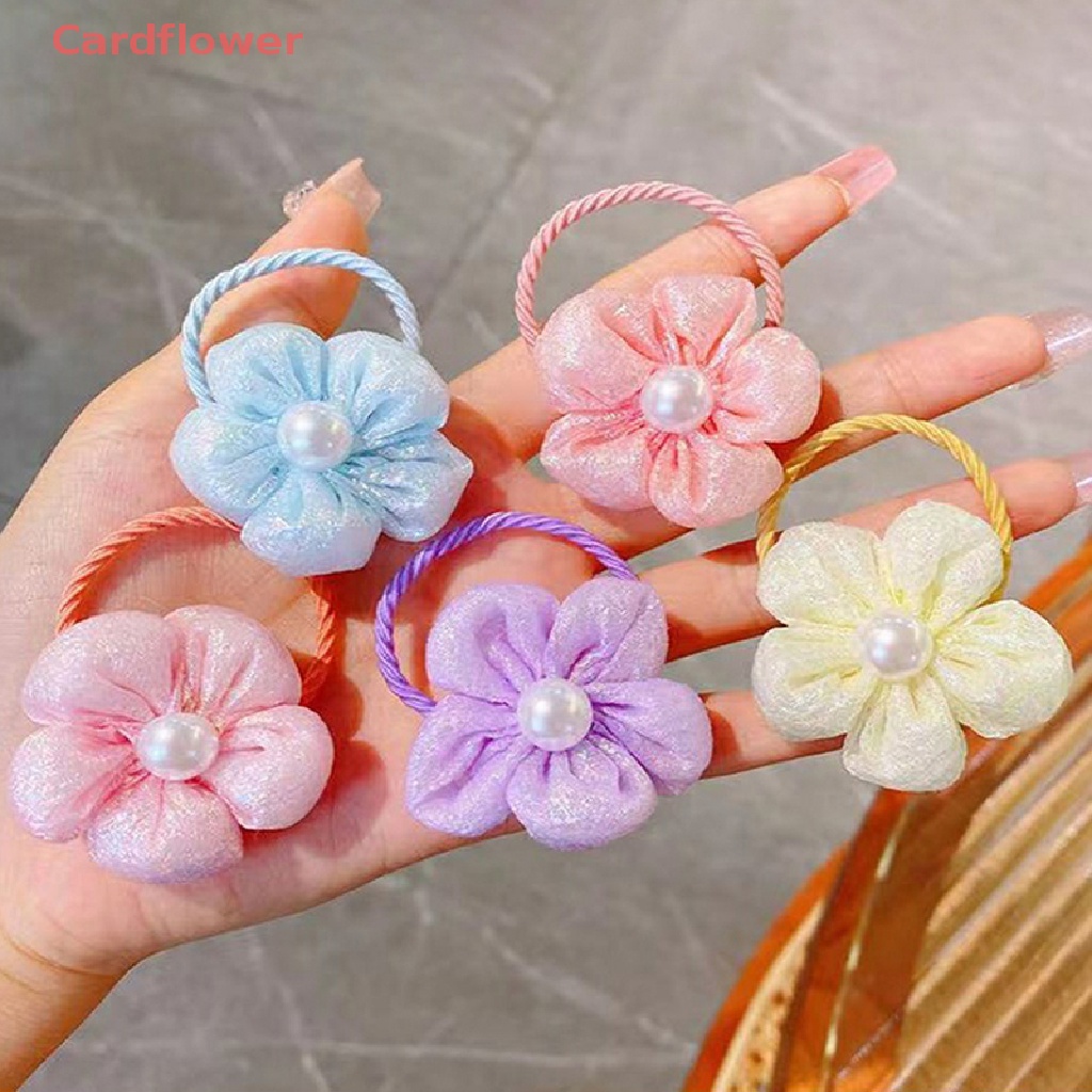 Bộ 2 Dây Cột Tóc Co Giãn In Họa Tiết Hoa Màu Kẹo Ngọt Dành Cho Nữ