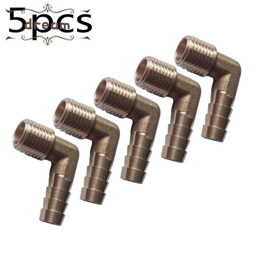 【DREAMLIFE】Elbow Water Pipe 1/4" NPT 5/16" ID 5pcs 90 Degree Brass Pagoda Elbow