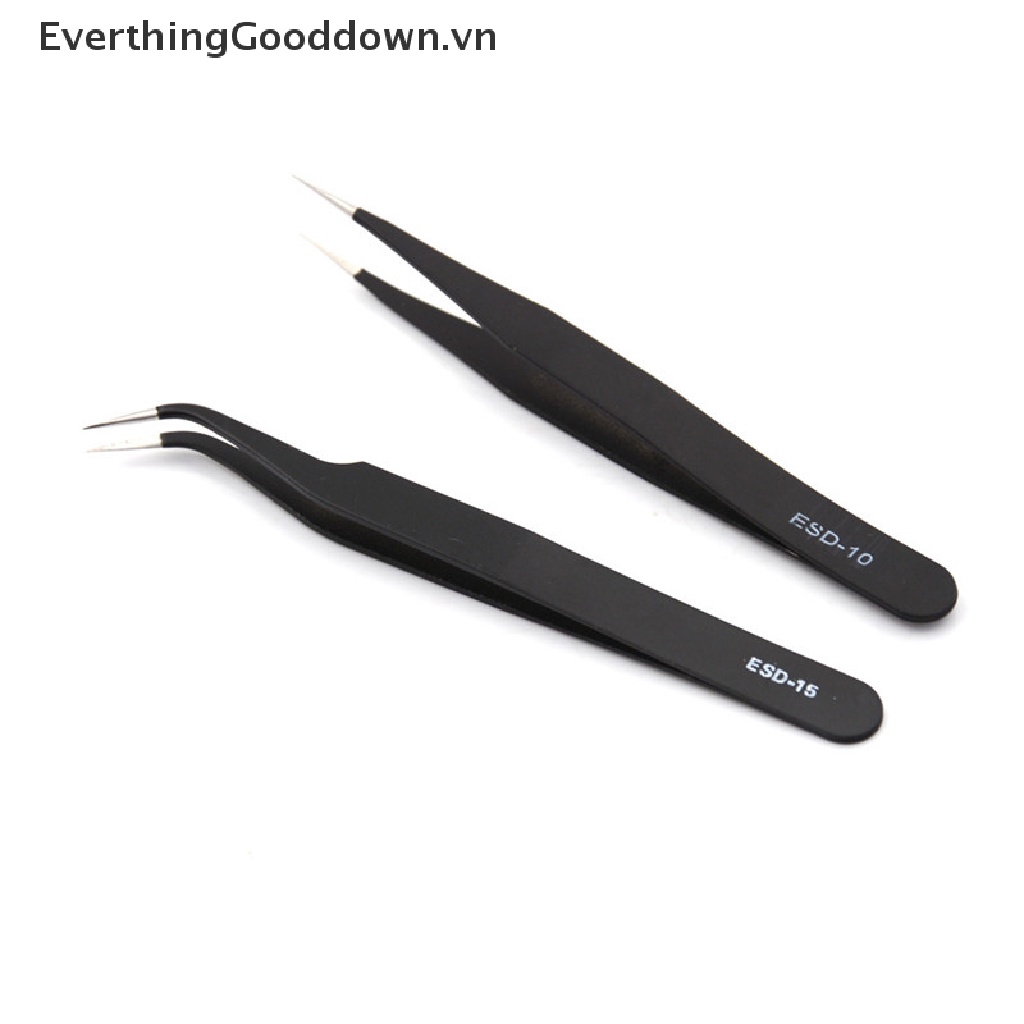 Everthinggooddown set 2 Nhíp Cong Thẳng Màu Đen Chống Tĩnh Điện Thời Trang vn