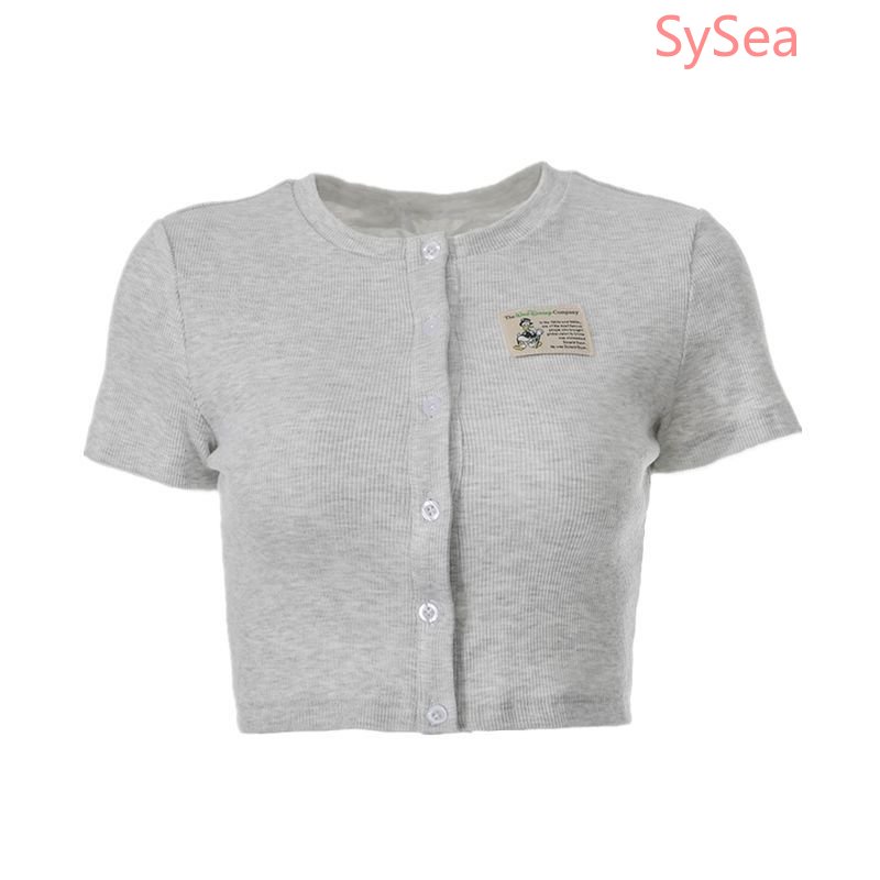 Áo Croptop Màu Xám Thiết Kế Quyến Rũ Thời Trang Mùa Hè Cho Nữ