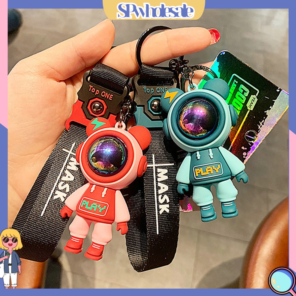 <SPwholesale> Móc Khóa Hình Gấu Bằng Nhựa PVC Chống Rơi Phối Tua Rua Dễ Thương