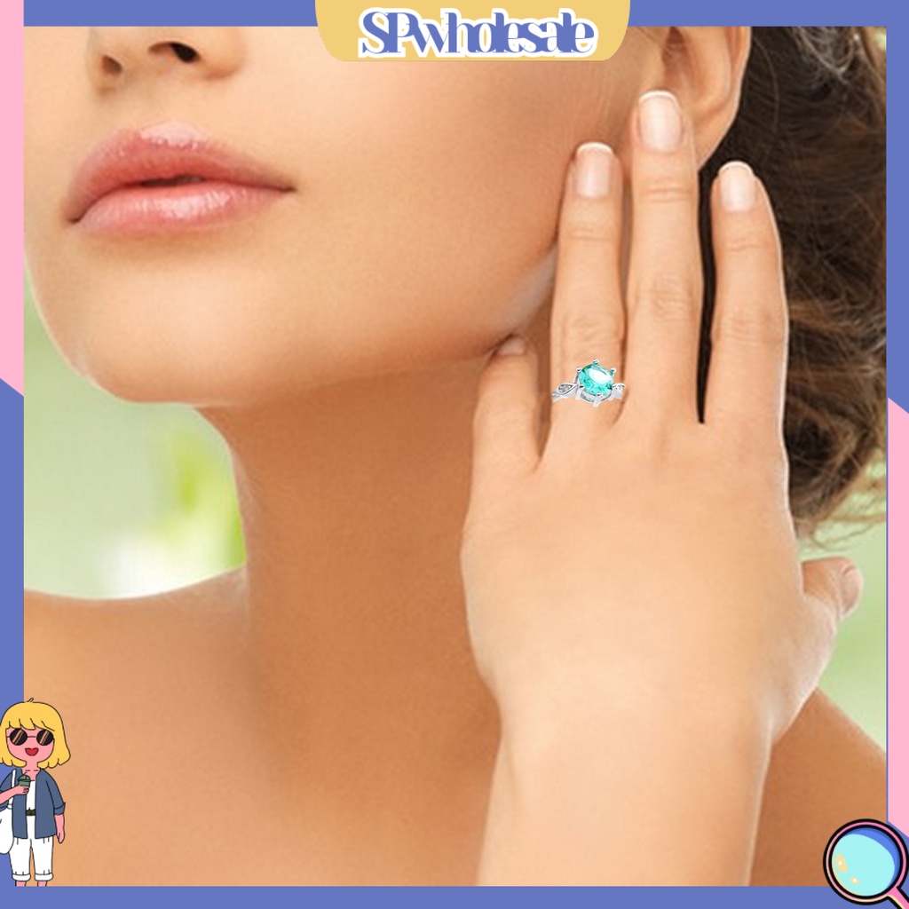 <SPwholesale> Nhẫn Cưới Dạng Hở Đính Đá Zircon Hình Giọt Nước Sáu Móng Lấp Lánh Có Thể Điều Chỉnh Quà Tặng Trang Sức Thời Trang Cho Nữ