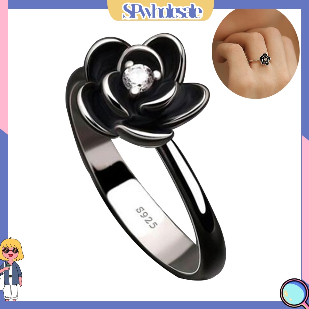 <SPwholesale> Nhẫn Mạ Bạc Hình Hoa Đính Đá Thời Trang Cho Nữ