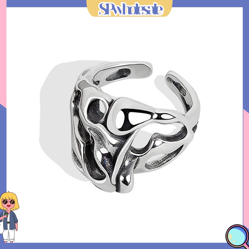 <SPwholesale> Nhẫn Hở Mạ Điện Bóng Cao Màu Trơn Kiểu Retro Tối Giản Có Thể Điều Chỉnh Trang Sức Cho Nữ