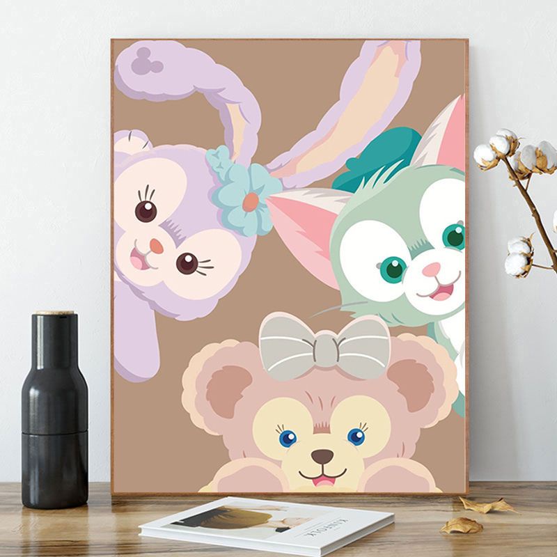 Tranh Sơn Dầu Kỹ Thuật Số Tự Làm Hình Disney / Ngôi Sao Sương Mù / Gấu Duffy / Vẽ Tay / Trẻ Em / Tranh Sơn Dầu / Quà Tặng