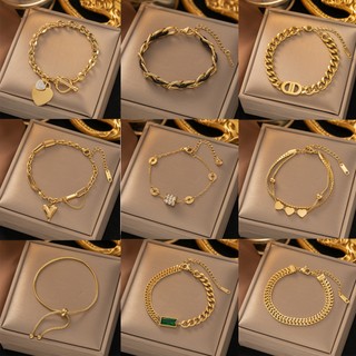 Vòng tay thép titan mạ vàng 18K dành cho nữ