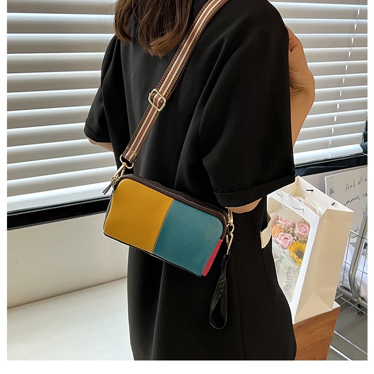 Túi Xách Da Bò Nhỏ Xinh Phối Màu Tương Phản Thời Trang Cho Nữ