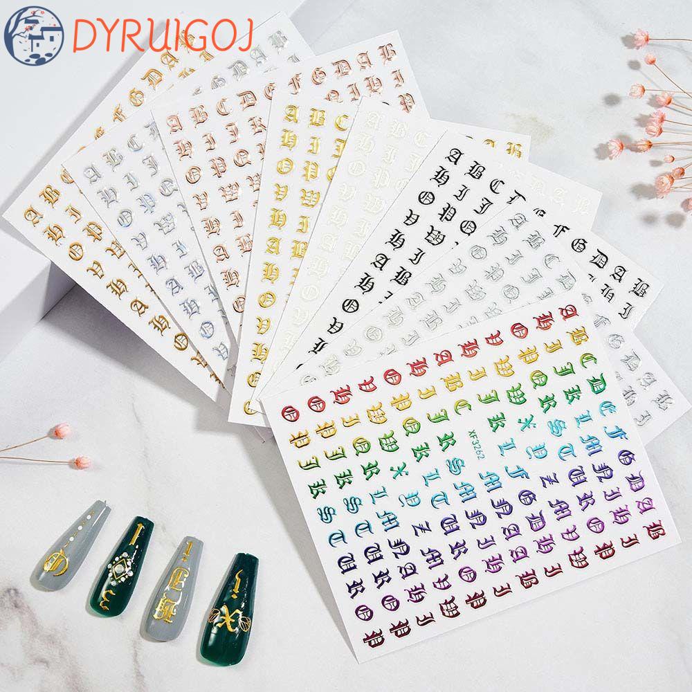 Miếng Dán Trang Trí Móng Tay In Chữ DYRUIDOJ Thời Trang