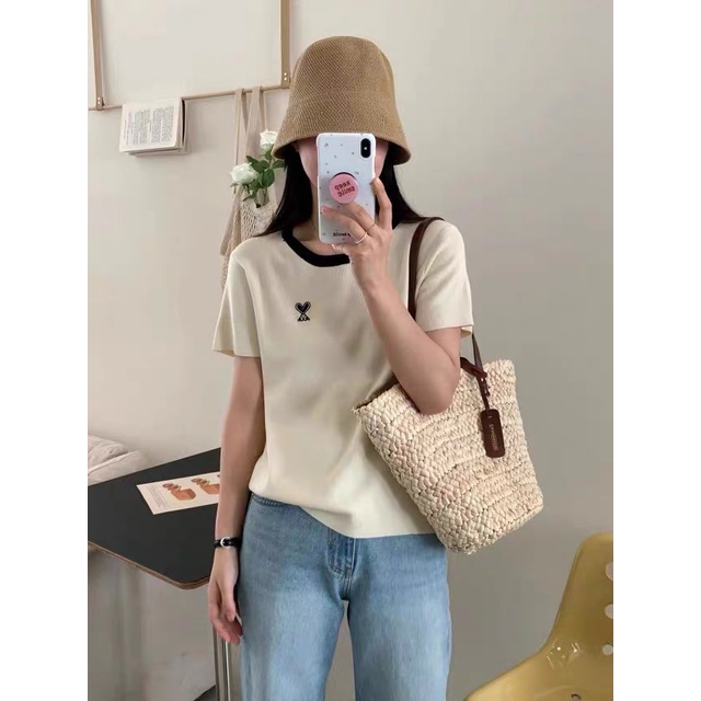 Áo len nữ cổ tròn viền màu trẻ trung MS1140